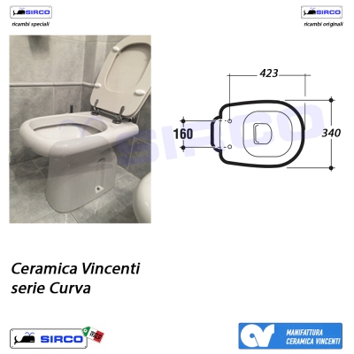 Modello CURVA Sedili per WC, Tutte le Marche per vaso VINCENTI Sirco sas  Arredo Bagno Biella Piemonte