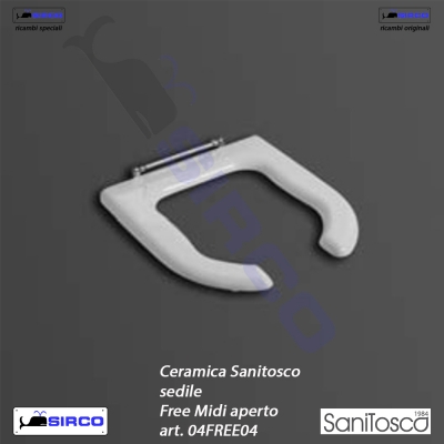 Sedile Wc Copriwater per modello Free sospeso Disabili marca Sanitosco  anello aperto con coperchio