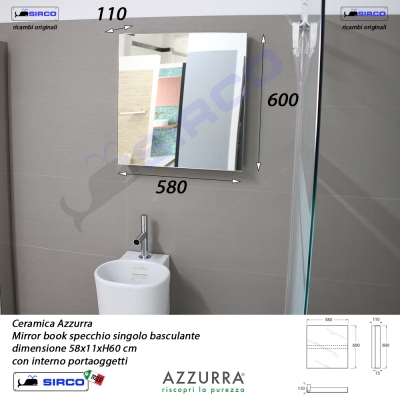 Mobile da bagno con specchio con apertura basculante