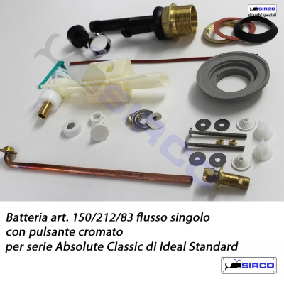 CLASSIC batteria FLUSSO SINGOLO cromo VARIANTI Ideal Standard Absolute  Classic batterie Sirco sas Arredo Bagno Biella Piemonte